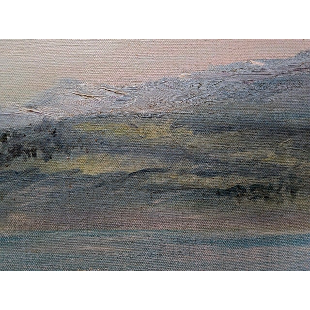 1970s Audrey Myrick Original Coastal Seascape Oil on Canvas in Carved Gilt Frame For Sale - Image 9 of 13
