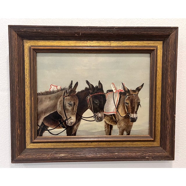 Charming painting of three donkeys. Sure to tug the heart strings of any animal lover. Simply framed to complement the...