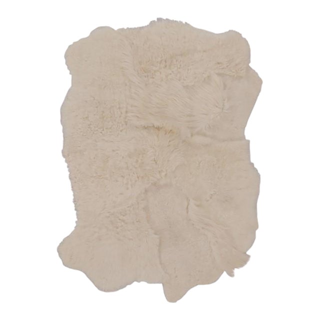 Rug & Kilim’s Sheepskin Multi-Pelt Fur Rug in Cream White Tones For Sale