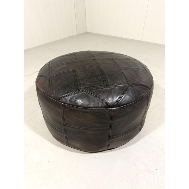 Black Patchwork Leather Pouf from De Sede, 1970s For Sale - Image 9 of 9