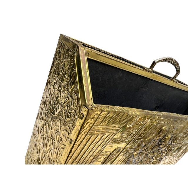 Goldenrod Ornate Embossed Brass Magazine Holder, 1950s For Sale - Image 8 of 10