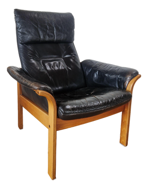 Swedish Adjustable Black Leather Armchair from Göte Möbler, 1970s