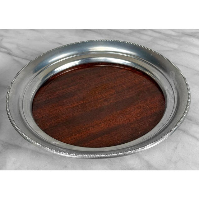 Mid-Century Pewter & Rosewood Formica Cordial Shot Glass Serving Bar Set For Sale - Image 11 of 13