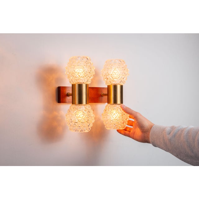 Brown Swedish Wall Lamps in Teak, Set of 2 For Sale - Image 8 of 15