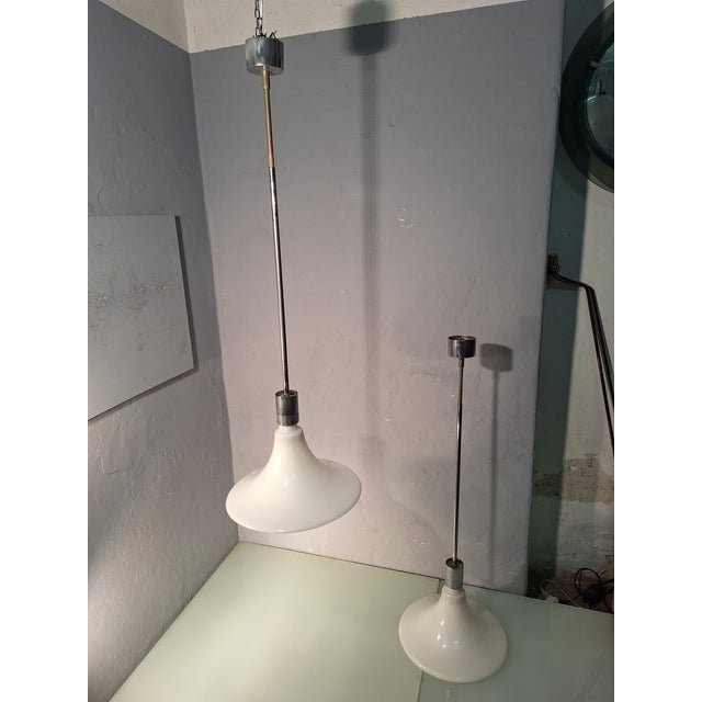 Metal AM/AS Series Pendant Lamp in Glass and White Metal by Franco Albini, Franca Helg and Antonio Piva for Sirrah, Italy, 1970s For Sale - Image 7 of 7