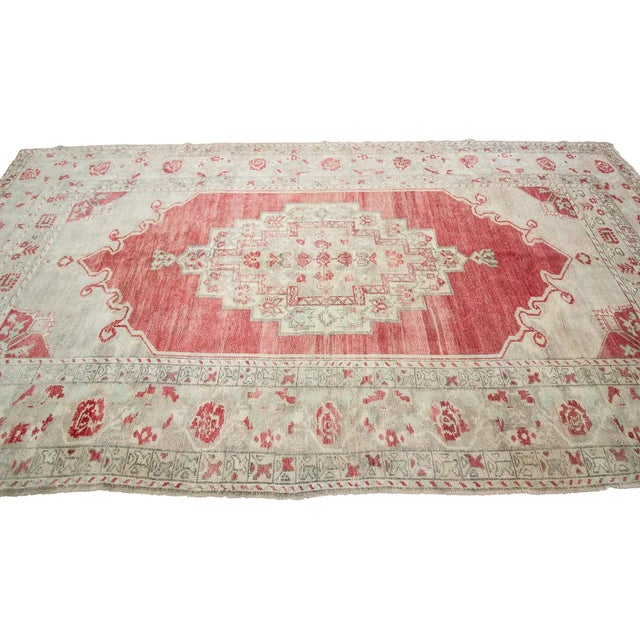 Turkish Vintage Washed Out Turkish Wool Rug- 5′8″ × 10′10″ For Sale - Image 3 of 7