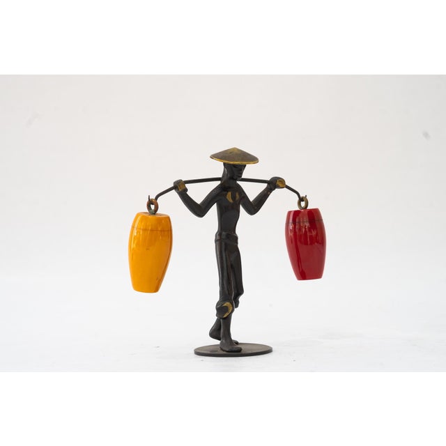Salt and Pepper Shaker Holder Chinese Figurine by Richard Rohac around 1950s. This piece has an attribution mark, I am...