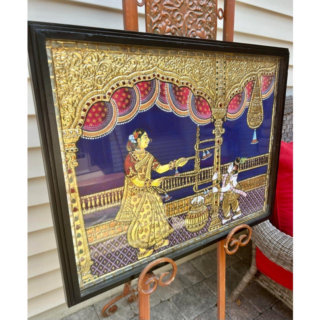 Modern Framed, Large Tanjore Painting, 3- Dimensional, Circa Late 20th/Early 21st Century, India For Sale - Image 12 of 12