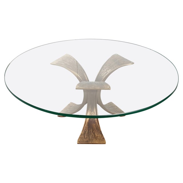 Vintage Brutalist Coffee Table in Bronze and Glass, 1970s For Sale - Image 12 of 12