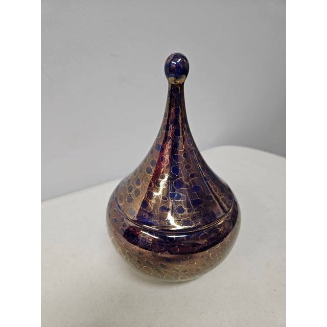 Late 20th Century Gold and Purple Teardrop Lidded Jar For Sale - Image 5 of 14