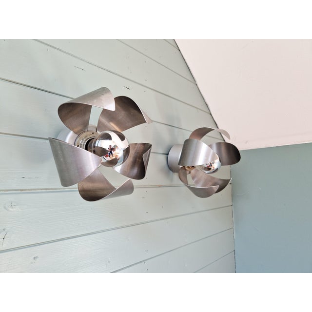 Space Age Chrome Metal Wall Sconces, 1970s, Set of 2 For Sale - Image 6 of 13