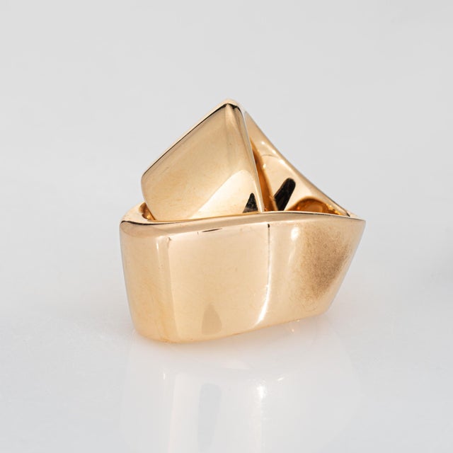 Contemporary Vhernier Abbraccio Ring 18k Rose Gold Sz 6 Sculpted Cocktail Jewelry Signed For Sale - Image 3 of 10