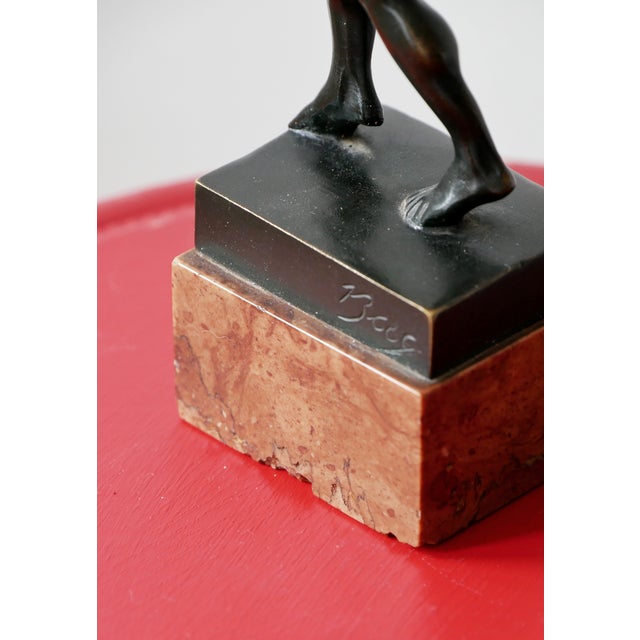 Bronze and Marble Sculpture of Faun, 1920s For Sale - Image 4 of 7
