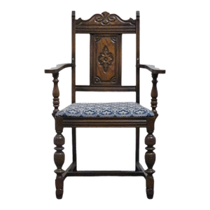 Vintage Antique Solid Oak Rustic Gothic Jacobean Tudor Style Dining Arm Chair