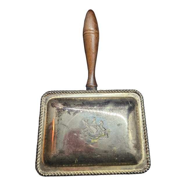 Vintage f.b. Rogers Silverplate Silent Butler or Crumb Catcher With a Wooden Handle For Sale