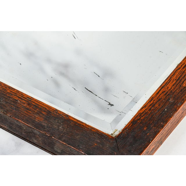 1900 - 1909 Wonderful Small Antique Wood Frame Beveled Wall Mirror Home Decor For Sale - Image 5 of 10