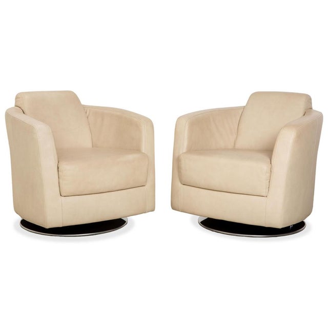 Sam Armchairs in Cream Leather from Ewald Schillig, Set of 2 For Sale - Image 13 of 13