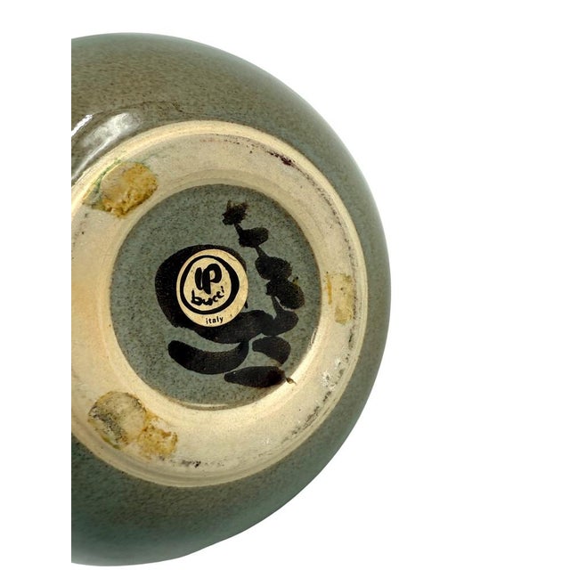 Mid-Century Modern Green Spherical Ceramic Vase from Franco Bucci, Italy, 1970s For Sale - Image 13 of 14