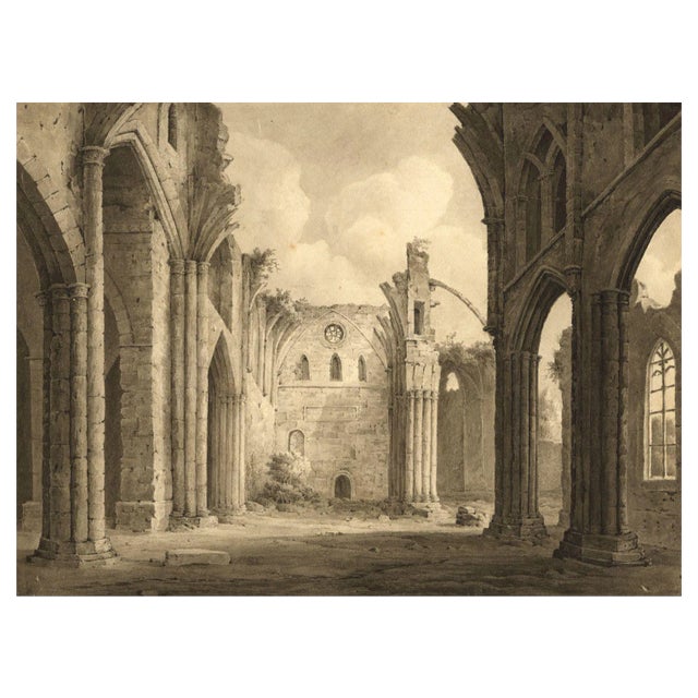 John Dugmore of Swaffham, Melrose Abbey, Scotland, Early 19th Century, Watercolour For Sale
