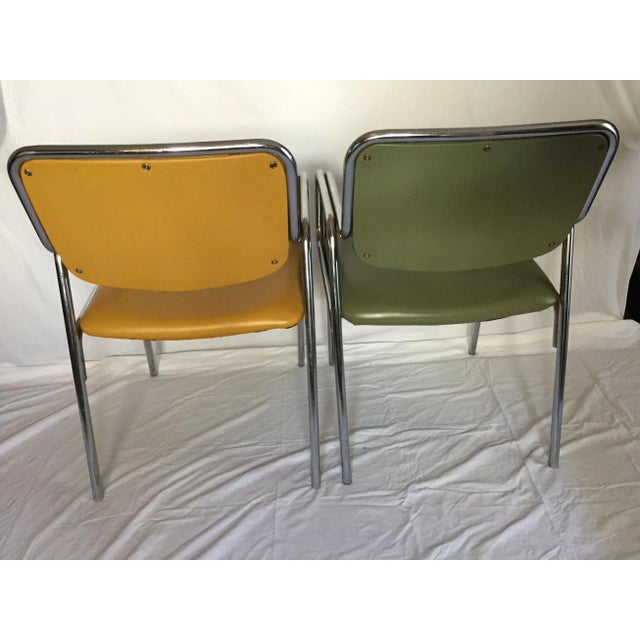 1970s Vintage Modern Global Upholstery Company, Ltd. Tubular Chrome Occasional Arm Chairs- Set of 2 For Sale - Image 4 of 12