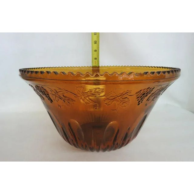 Mid-Century Modern Indiana Harvest Grape Style Amber Glass Punch Bowl For Sale - Image 3 of 11
