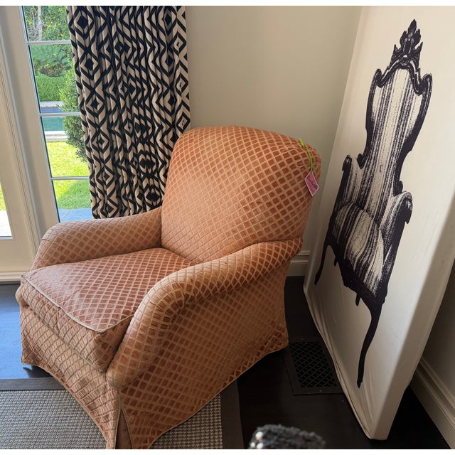 English Nancy Corzine 2120 Chattingham Lounge Cut Velvet Roll Arm Club Chair For Sale - Image 3 of 3