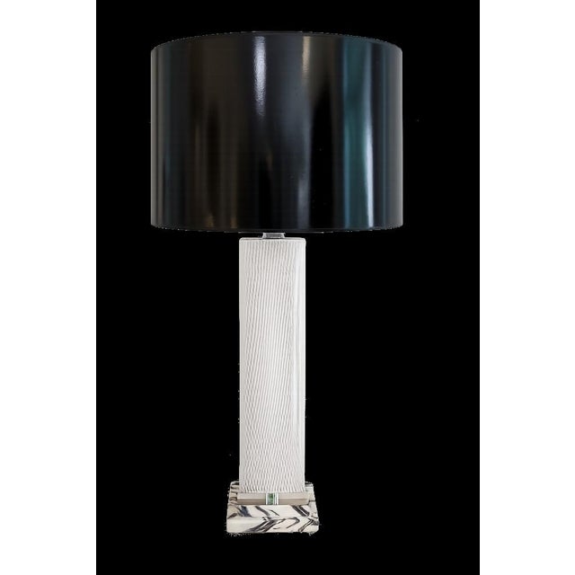 Square Pair of Vintage Murano Latticino Lamps by Dino Martens For Sale In Atlanta - Image 6 of 10