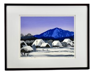 Taku Harada, Winter Morning, Woodblock Print, Framed