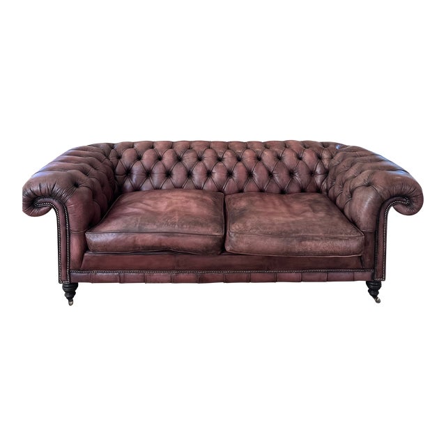 Fleming & Howland Handmade Chesterfield Leather Sofa For Sale