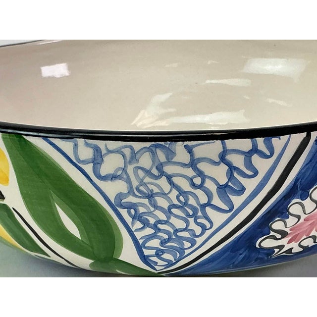 Hand Painted Ceramic Favanol, Portugal Serving Bowl For Sale In Providence - Image 6 of 6