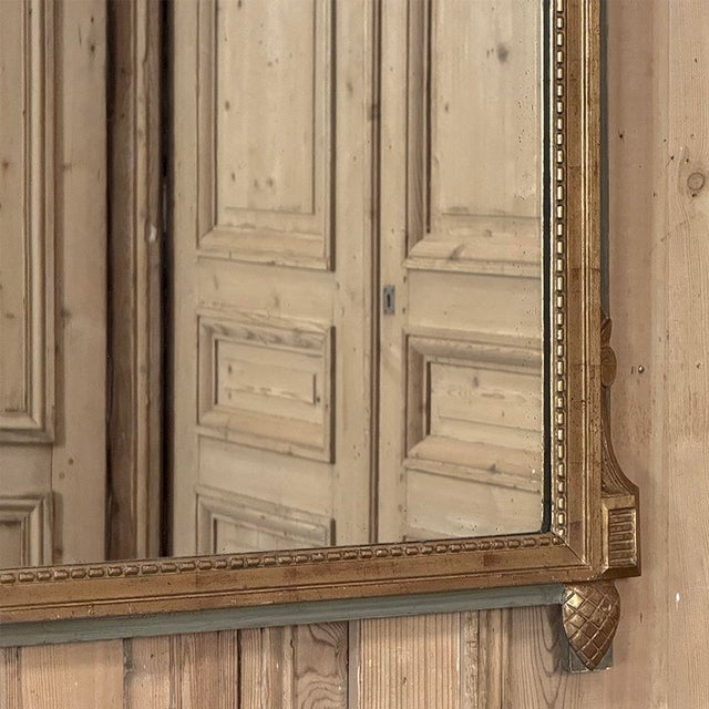 19th Century Italian Louis XVI Hand-Carved Giltwood and Painted Mirror For Sale - Image 13 of 18