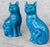 Turquoise Vintage Chinese Turquoise Blue Glazed Ceramic Mantle Cat Sculpture - A Pair For Sale - Image 8 of 10