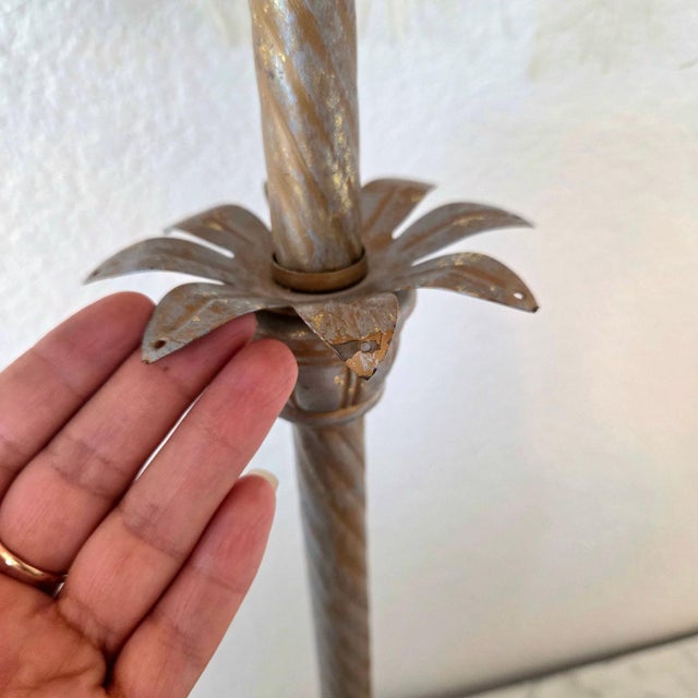 1970s Traditional Silver Metallic Table Lamp With Beige Bell Fringe Shade For Sale - Image 4 of 11