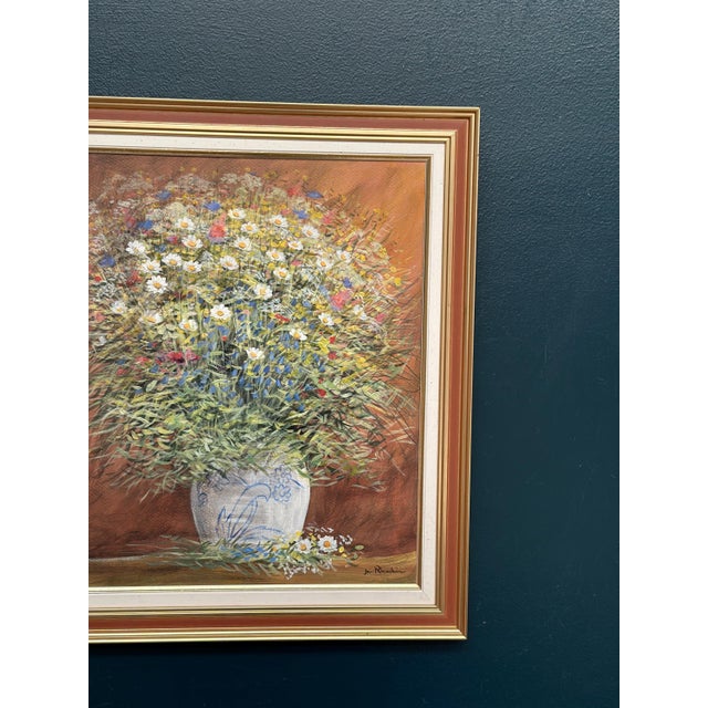 Mid-Century Modern Jan Rhodin, Summer Flowers in a Pot, 1950s, Oil on Panel, Framed For Sale - Image 3 of 17