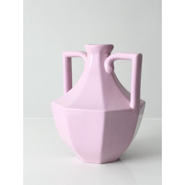 Vintage Lavender Postmodern Double Handle Ceramic Vase For Sale - Image 6 of 14