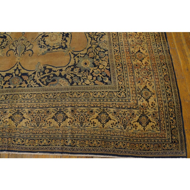 Splendid Rust Color and Medallion Pattern Antique Persian Tabriz Haji Jalili Rug For Sale - Image 4 of 8