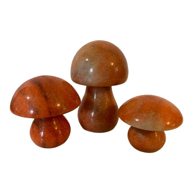 1960s Mid-Century Solid Marble Mushrooms, Set of 3 For Sale