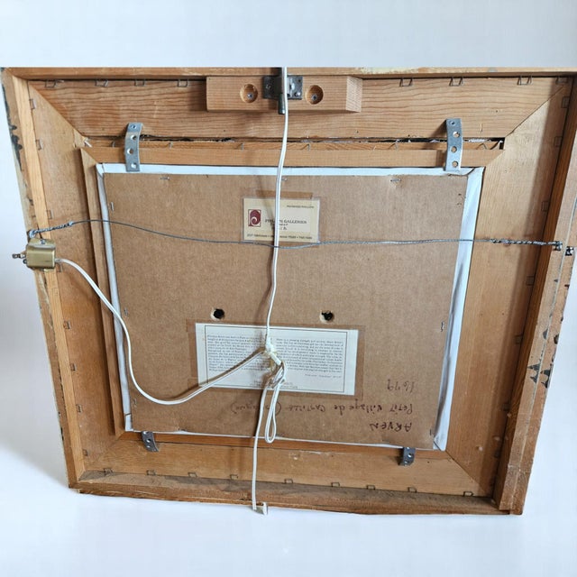 Yellow Orignal Florence Arven Oil on Canvas Painting - Petit Village De Castille Framed-Gallery Light-1980-Phillips Gallery For Sale - Image 8 of 12