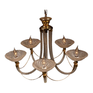 Vintage Murano-Style Glass Five-Light Chandelier