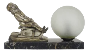 Art Deco Night Light on Marble Base, 1930s