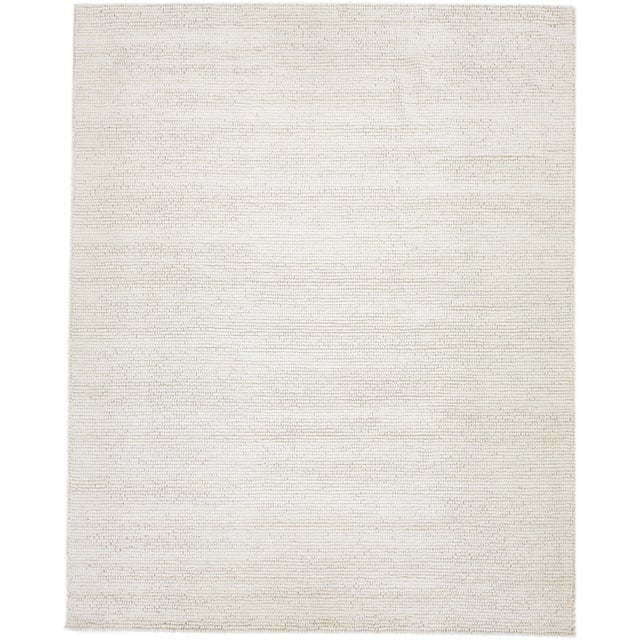 Textile Ivory Contemporary Felted Handmade Oversize Wool Rug by Apadana For Sale - Image 7 of 7