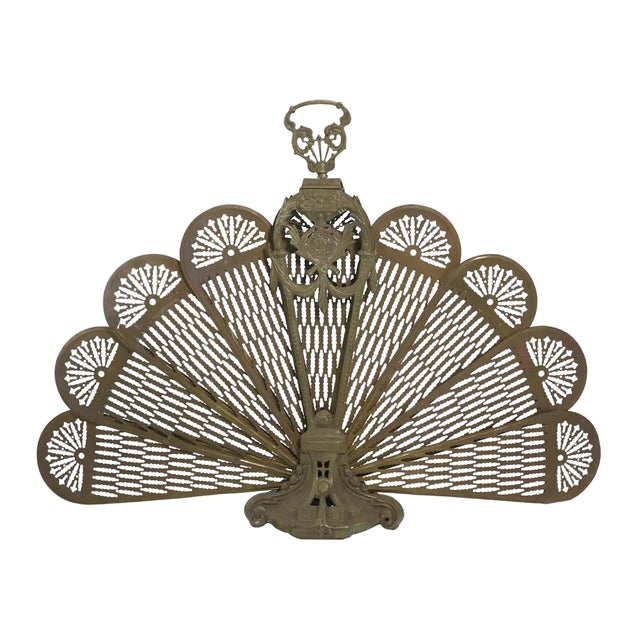 Vintage Brass Peacock Fireplace Screen Chairish