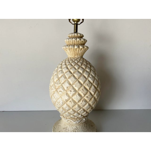 Tropical Palm Beach - Style White Plaster Pineapple Table Lamp/ Sold For Sale - Image 10 of 12