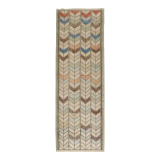 Primitive Vintage Zabihi Collection Turkish Deco Runner - 2'6" x 6'11" For Sale
