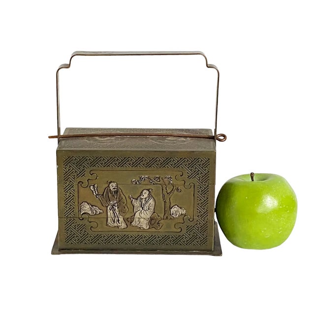 Vintage Bronze Chinoiserie 3-Tier Box 7.5" H For Sale - Image 4 of 9