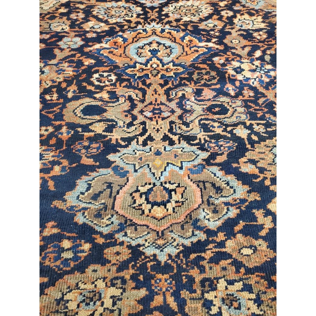 Late 19th Century Late 19th Century Antique Persian Sultanabad Handmade Oriental Rug in Navy Blue, Rust, Gold For Sale - Image 5 of 10