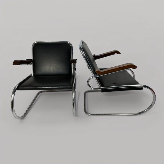 Vintage Bauhaus Cantilever Armchairs in Tubular Steel, 1930s, Set of 2 For Sale - Image 6 of 14