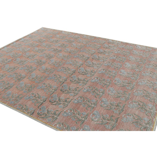 Not Yet Made - Made To Order Rug & Kilim’s Block Print Rug Design with Blue and Green Floral Patterns - 5x8 For Sale - Image 5 of 6