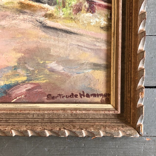 Original painting on canvas board Signed lower right 14 x 18 overall size with vintage original carved wood frame is 17 x 21