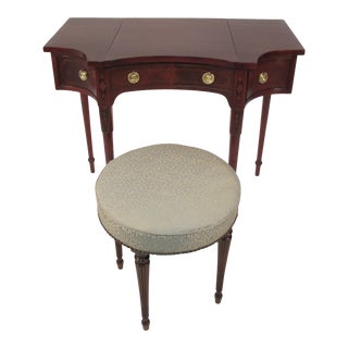 Traditional Charak Mahogany Vanity With Stool - 2 Pieces For Sale
